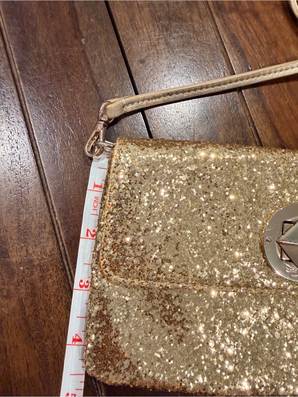 Kate Spade small crossbody gold glitter sparkle purse - Picture 10 of 11